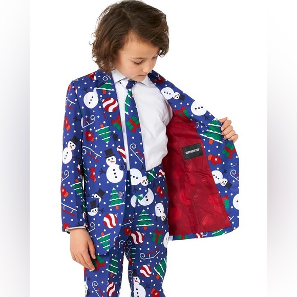 NWOT Suitmeister Christmas Snowman Blue Suit. Sizes: Large - Picture 2 of 5